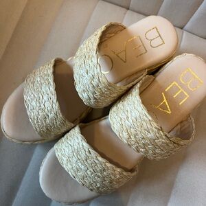 Tan Raffia Woven Women's Sandals